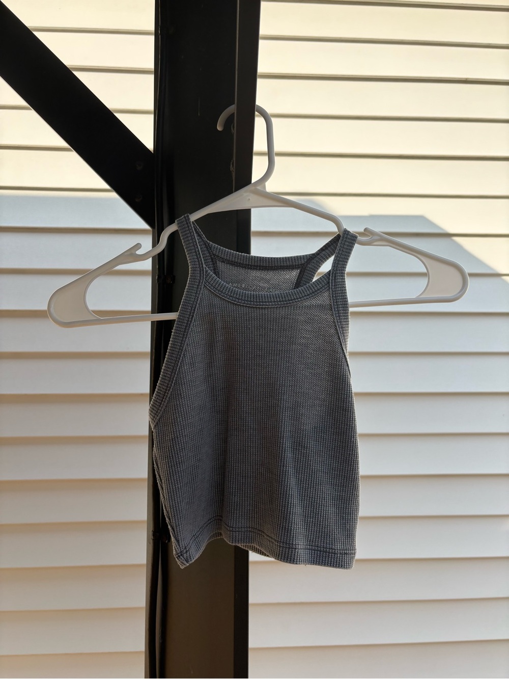 American Eagle Outfitters Ribbed Waffle Tank Top - Gray